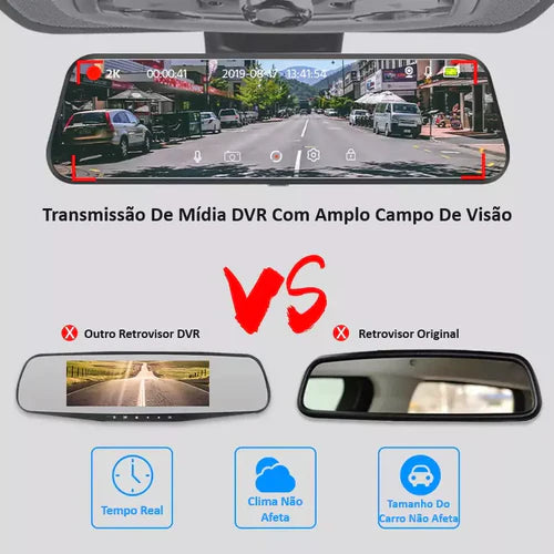 Retrovisor com Câmera e Multimídia para Carro Universal
